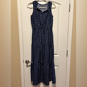 SHEIN Navy and White Polka Dot Maxi Dress